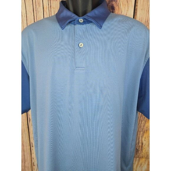 Peter Millar Crown Crafted Mens Blue Striped Polo Large - Picture 3 of 8
